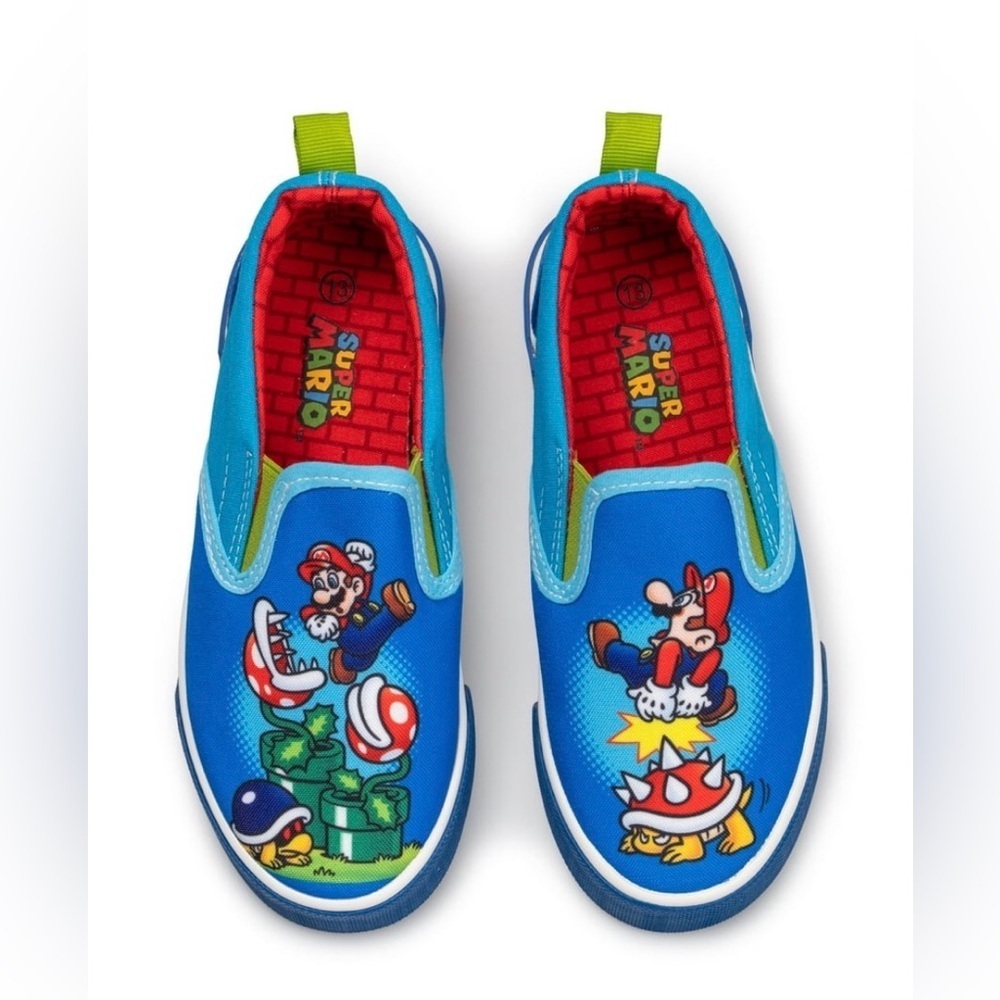 Ground Up Nintendo Super Mario Bros Big Boys Slip On Sneakers Boy Size 13